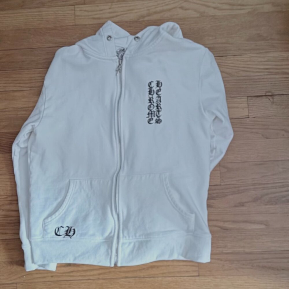 Chrome Hearts White Cemetery Cross Scroll Hoodie Zip Up "READ DESCRIPTION"